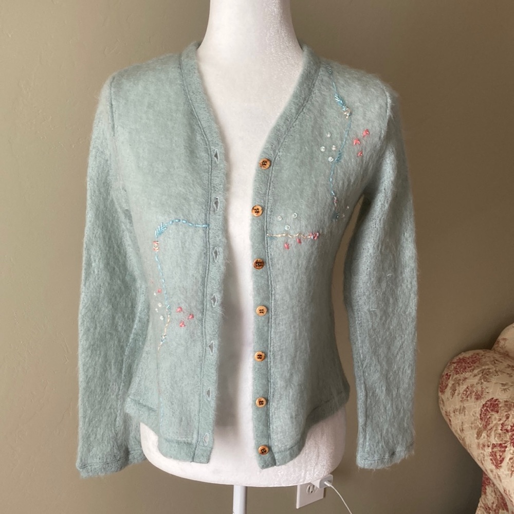 Brunette & May embroidered angora cardigan